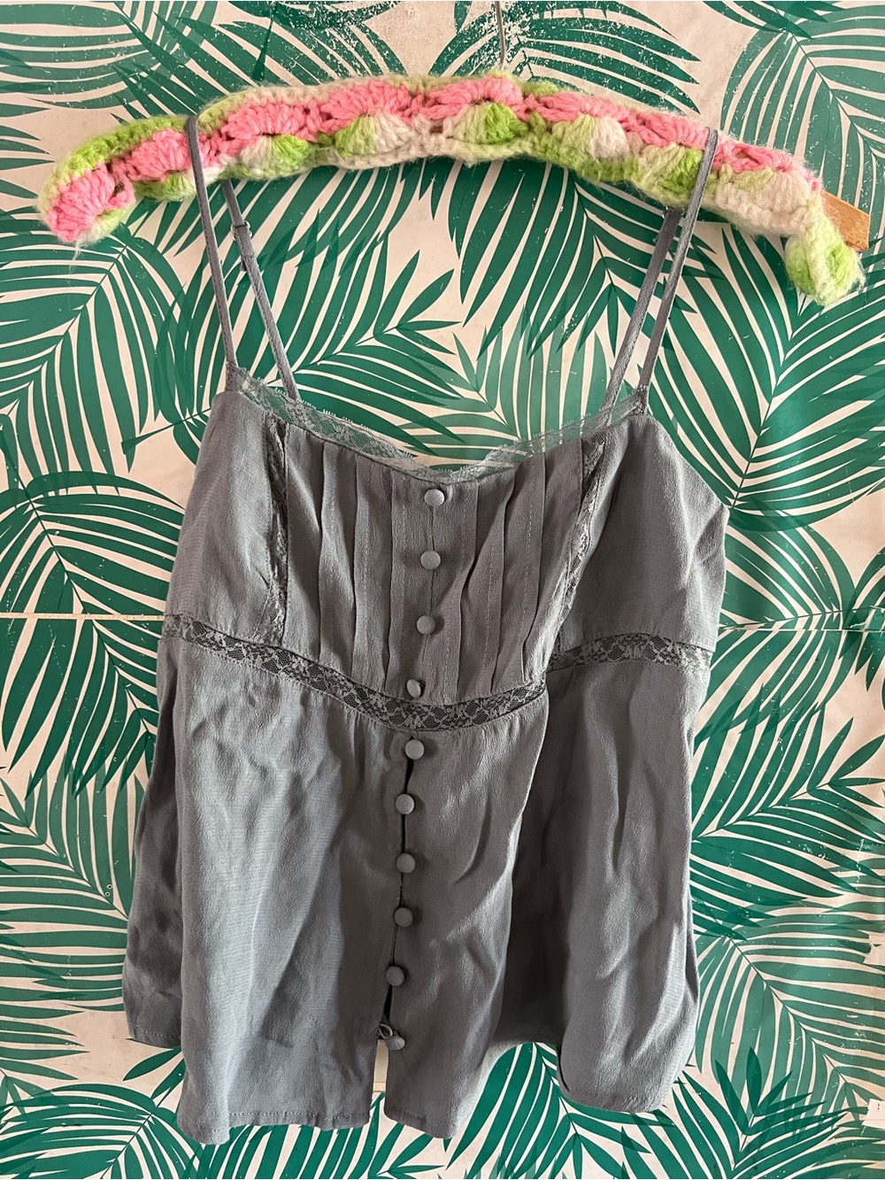 wild fable blue Lace-Trim Spaghetti Strap Tank nwt sz S